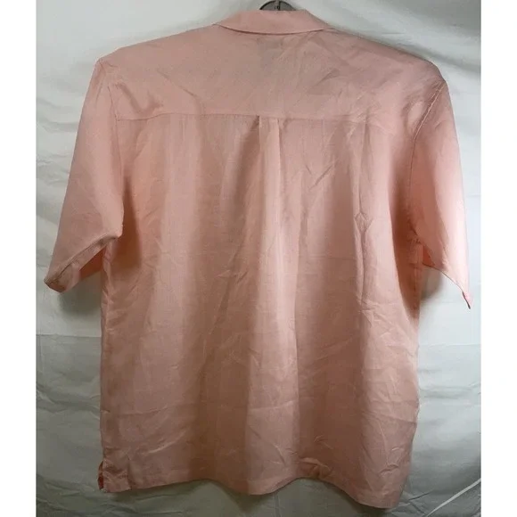 NWT Men's DELF Collection Big Tall 100% Linen Short Sleeve Camp Shirt Peach 5XL - Picture 5 of 5